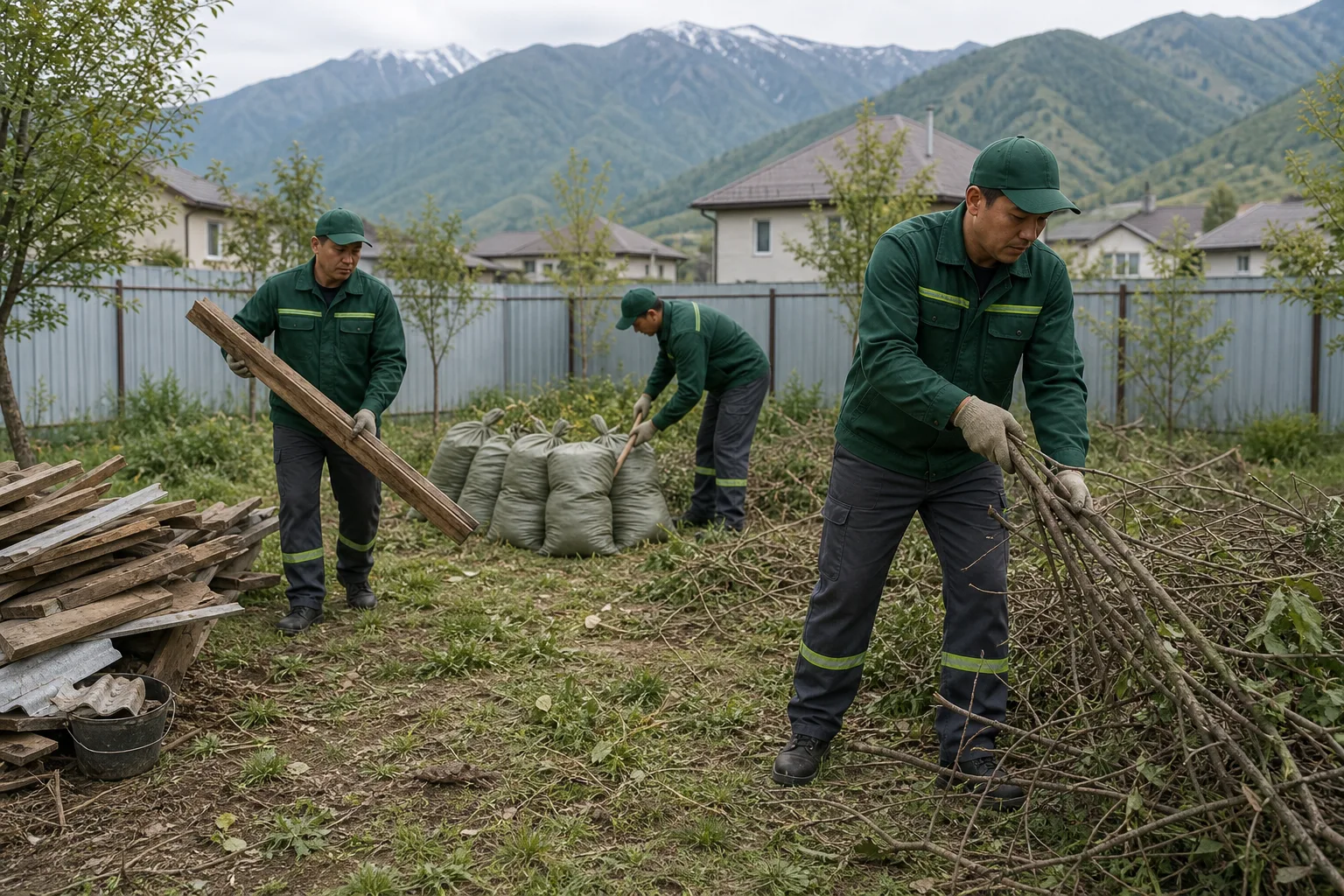 Расчистка участка: бригада на объекте